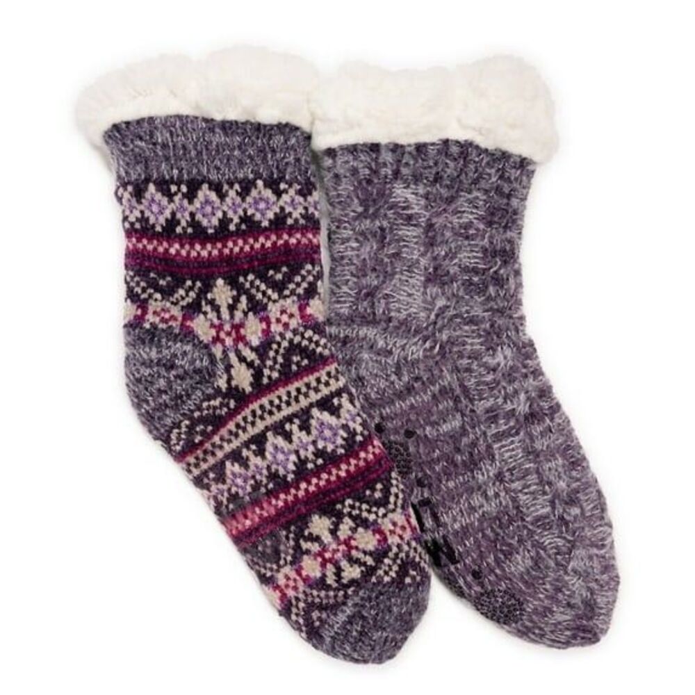 Muk Luks Women's Cabin Cozy Sock - S/M (5-7) (2 Pairs)
